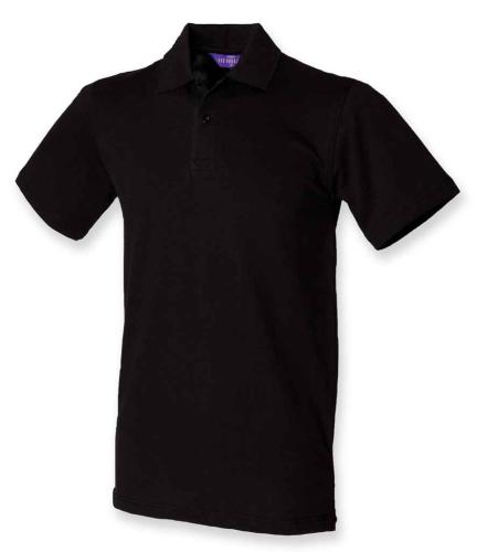 Henbury Stretch Pique Polo Shirt - Black - L